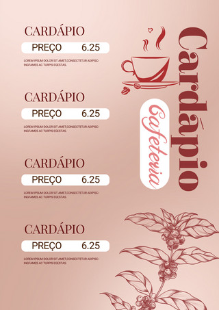 简约甜美海报模板_咖啡菜单简约线条咖啡厅模板