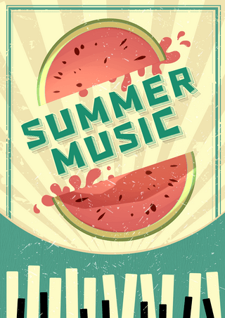 夏季音乐派对复古创意海报