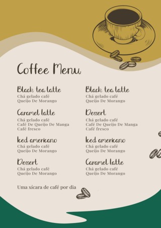 优雅的背景海报模板_咖啡菜单绿色水彩咖啡菜单模板