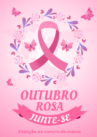 巴西粉红十月运动创意粉色丝带海报