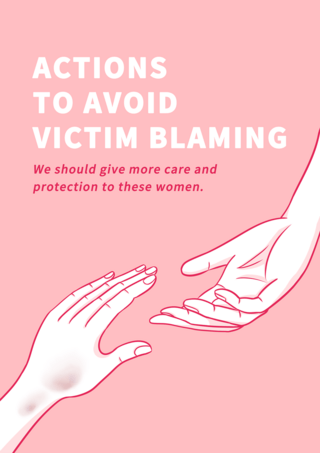 女性反对家庭暴力卡通粉色海报