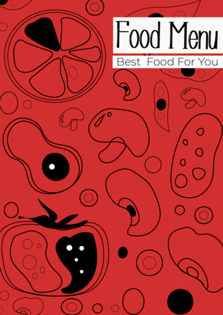 食谱封面插画餐饮红色海报