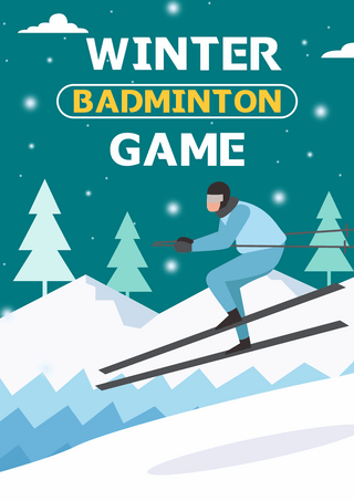 圣诞节背景简单海报模板_滑雪运动卡通插画创意简约海报