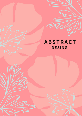 植物热带插画海报模板_花瓶花卉抽象粉色线条海报