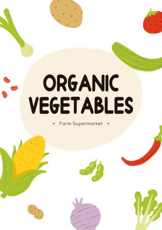 蔬菜水果卡通海报模板_蔬菜农场超市卡通绿色海报
