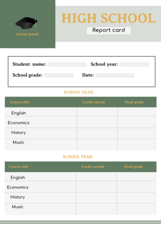 中学成绩表几何学校绿色