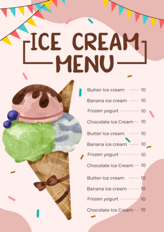 饮品菜单海报模板_夏日冰淇淋菜单橙色海报