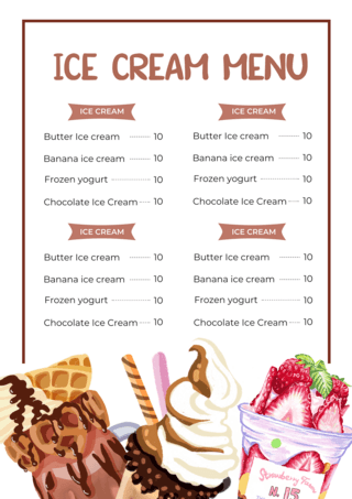 夏日冰淇淋菜单紫色海报