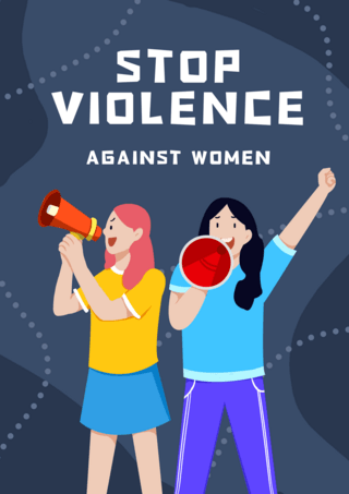 表情文字海报模板_反对家庭暴力卡通插画海报模板