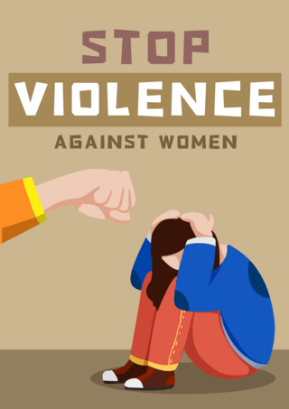 反对家庭暴力卡通插画海报