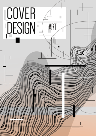 极简线条抽象海报模板_抽象封面艺术模板