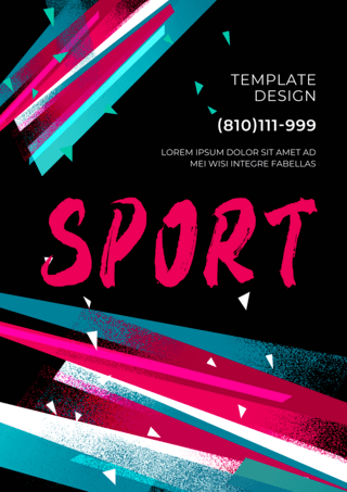 团队抽象海报模板_抽象体育黑色粉色传单