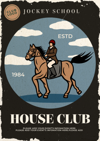 马术俱乐部复古风格海报