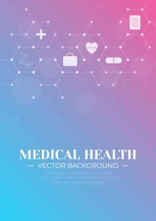 渐变的蓝色背景海报模板_健康医疗现代抽象渐变封面小册子