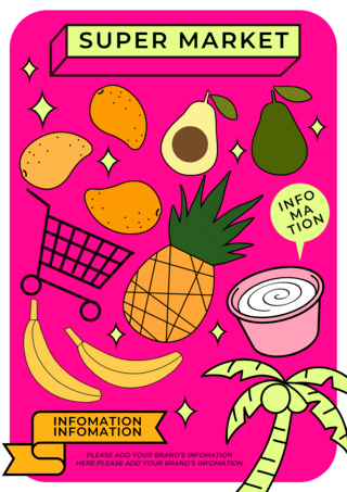 鲜艳水果海报模板_超级市场水果蔬菜鲜艳彩色海报