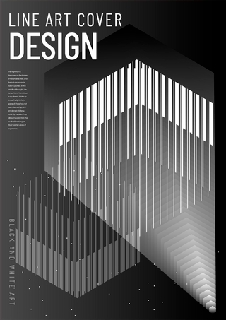 抽象线条黑白色封面海报
