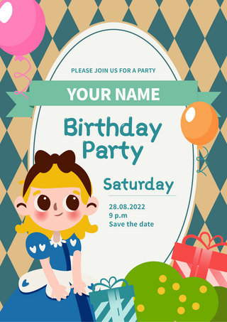儿童生日背景海报模板_生日聚会邀请卡模板