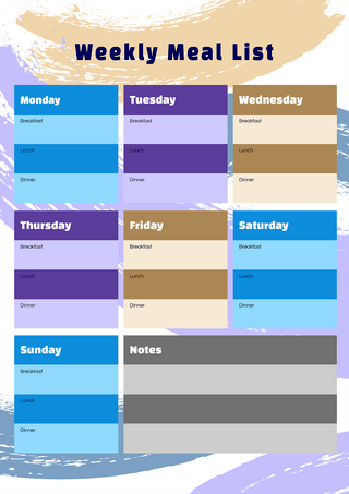 膳食计划笔刷底纹菜单模板