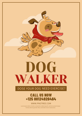 矢量狗海报模板_遛狗师动物卡通黄色传单