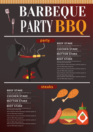 饮品菜单海报模板_bbq烧烤菜单宣传模板
