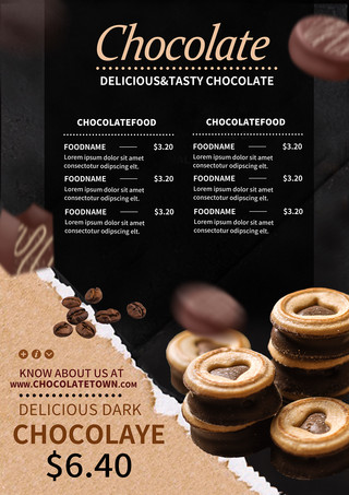 美拉德商务海报模板_黑色巧克力菜单模板