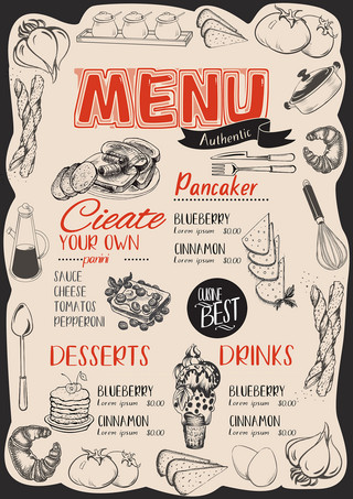涂鸦模板海报模板_餐厅甜品菜单模板