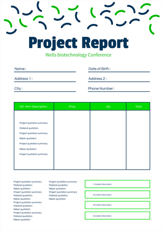 项目状态报告蓝绿色模板