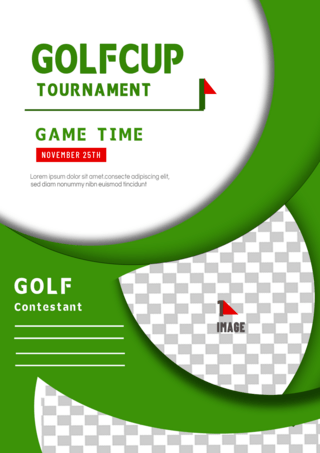 高尔夫俱乐部海报模板_圆圈几何高尔夫比赛绿色海报
