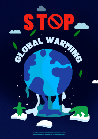 融化地球阻止气候变暖公益海报