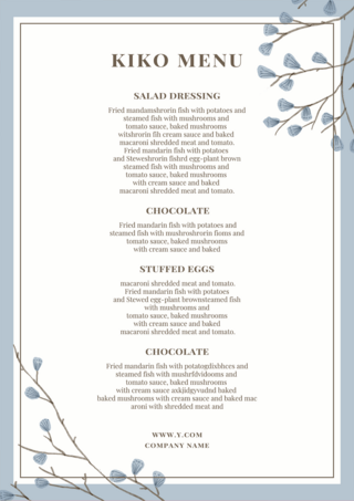 复古底纹印花海报模板_法国餐厅菜单蓝色框架模板