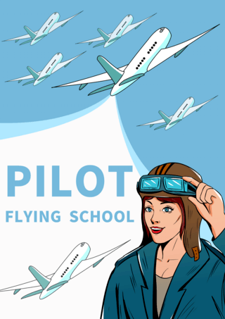 飞行员人物封面卡通飞机简约海报