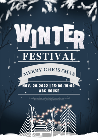 圣诞节海报字体海报模板_冬季圣诞节日活动邀请深色海报
