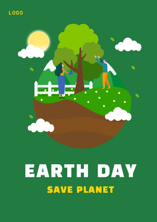 生态农庄海报模板_世界地球日保护环境海报