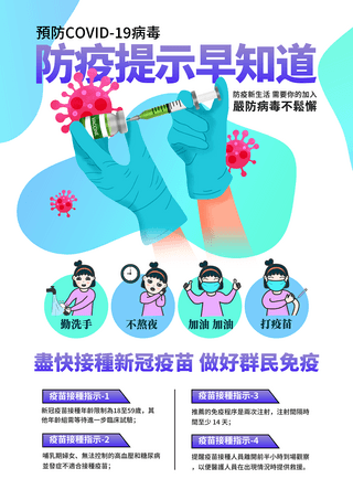 新冠病毒肺炎疫苗注射医疗卡通宣传海报
