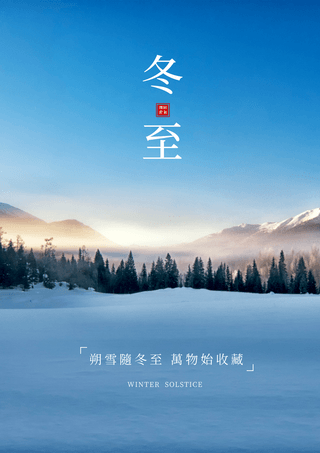自然雪景冬至节气摄影图宣传海报