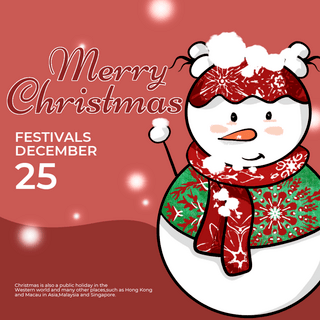 可爱圣诞雪人海报模板_圣诞派对雪人围巾