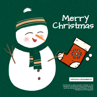 可爱圣诞雪人海报模板_圣诞节雪人袜子