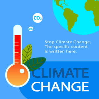 冰川卡通海报模板_停止全球变暖蓝色