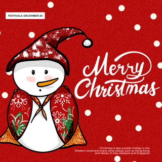 下雪圣诞海报模板_圣诞派对雪人帽子