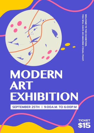 现代蓝色海报模板_艺术展览宣传传单蓝色抽象艺术展览海报