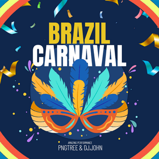 巴西狂欢节面具海报模板_彩色面具彩虹边框巴西狂欢节节日社交媒体广告