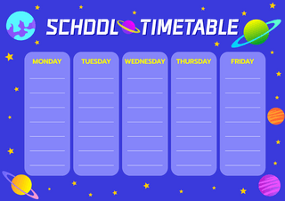 表格文档海报模板_卡通教育学校计划表蓝色卡通星球学校计划时间表