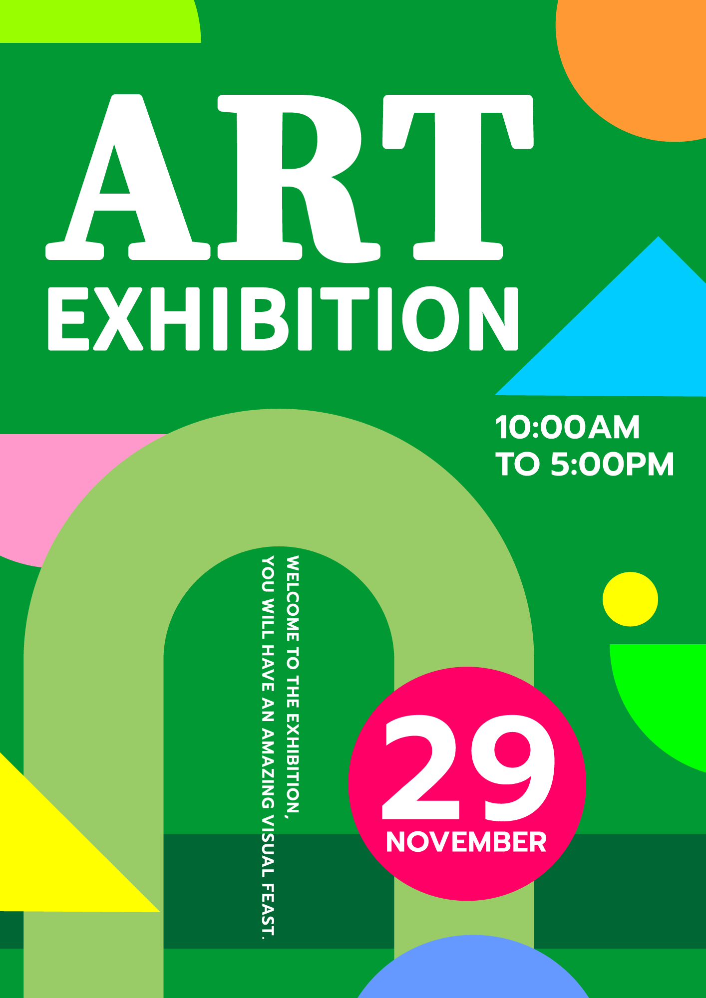 艺术展览宣传传单绿色抽象图形艺术展海报图片