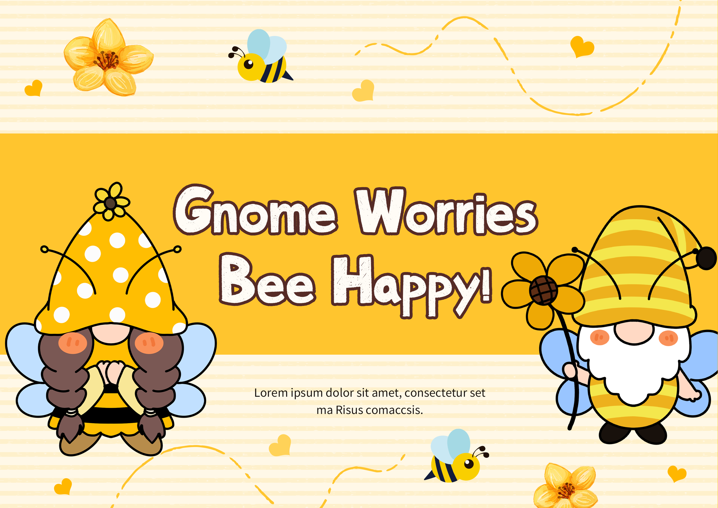 蜜蜂侏儒生日快乐卡通祝福贺卡图片