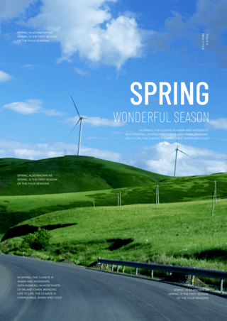 春天来了绿色蓝天海报模板