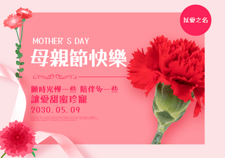 节日快乐快乐海报模板_卡通花卉康乃馨丝带母亲节节日海报