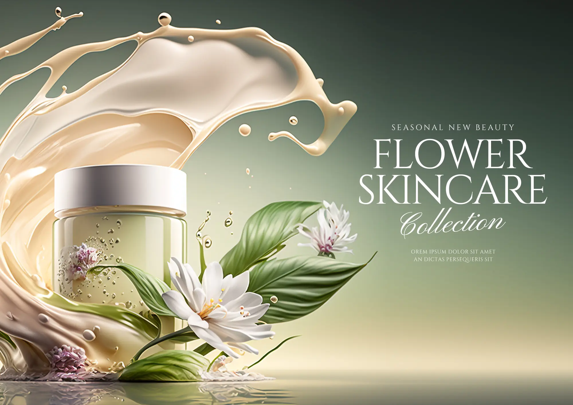 花卉植物面霜化妆品美妆时尚创意海报图片