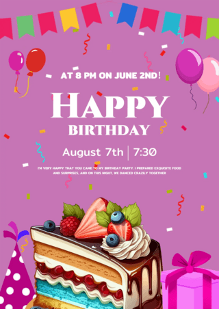 生日聚会邀请海报模板_生日蛋糕邀请函派对模板