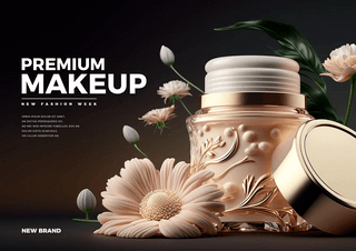 花卉植物化妆品面霜宣传海报