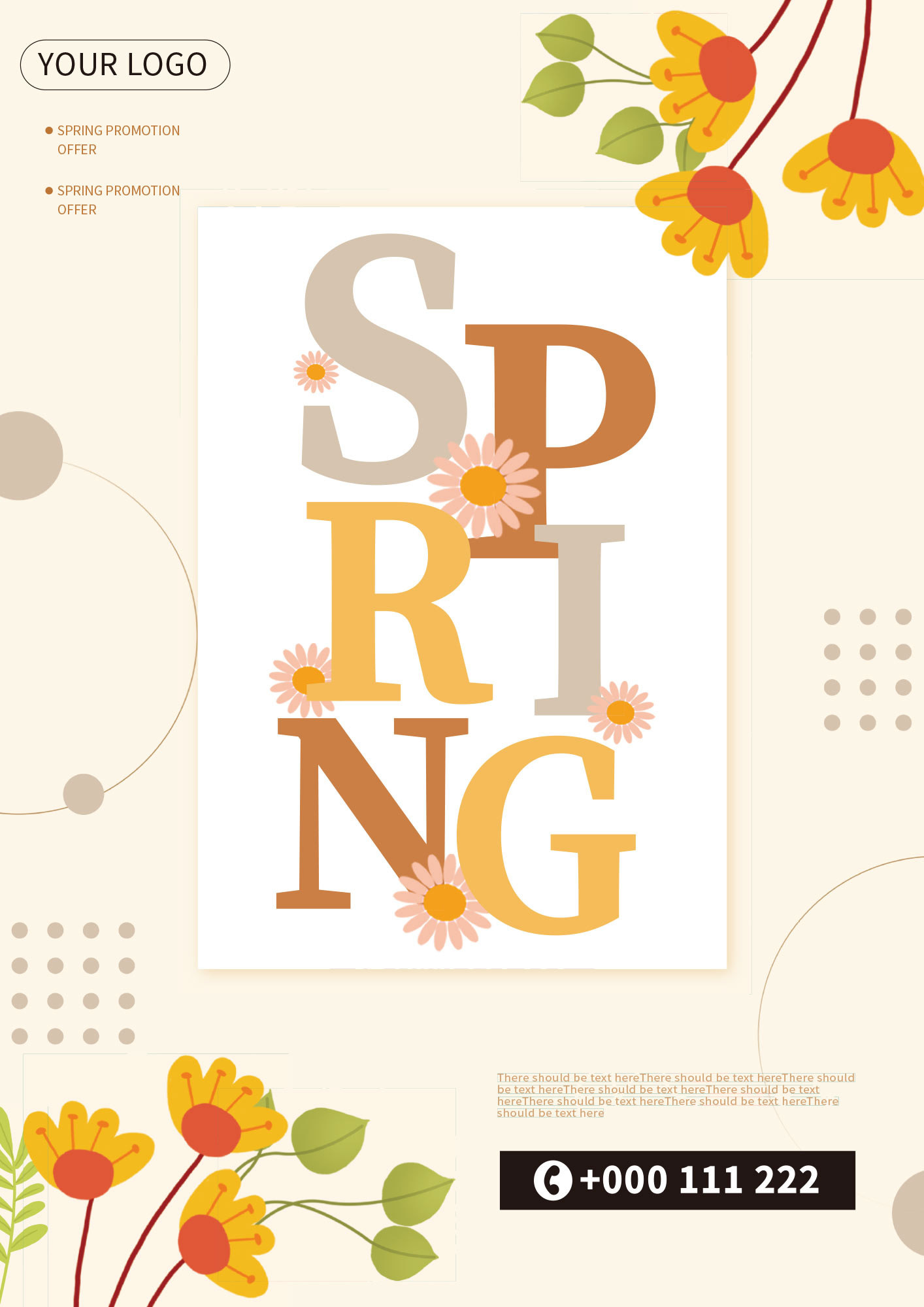 春季小碎花黄色促销海报 向量图片